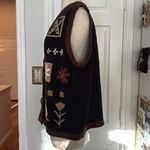 Vintage 90a fall floral embroidered sweater vest Black Size XL Photo 7