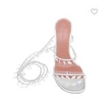 Amina Muaddi 
Tina Leather Embellished Ankle-Wrap Sandals designer luxury $1800 Photo 2
