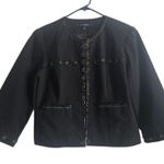 Chadwick's  Black Embellished Beads 3/4 Sleeve Lined Soft Blazer Size 12 Photo 0