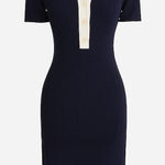 J.Crew  Navy and Cream Short Sleeve Bussiness office Sweather Dress Size Large Photo 0