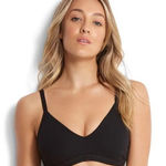 Seafolly Inka Ribbed Bralette Bikini Top Women’s 4 D-Cup Black Swimwear NWT Photo 0