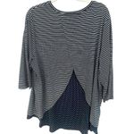 cj banks  Womens Top Navy White Stripes Polka Dots XL Short Sleeves Plus Size 2X Photo 3