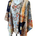Tolani NWT, Collection Printed Woven Kaftan Blouse Paisley Patch, Sz L Photo 3