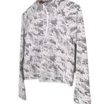 Spyder  Half Zip Mock Neck Pullover Silver Gray Print Thumbholes Size Medium Photo 8