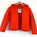 Abercrombie & Fitch  Womens Open Front Puffer Jacket XS‎ Orange Quilted Packable Photo 0