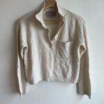 Everlane The ReCashmere Cashmere Button Mockneck Bone Sweater Size Small Photo 9