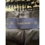 ZARA Houndstooth Patterned Coat Size L Black & White Faux Pocket Winter Peacoat Photo 2