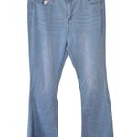 Red Bottoms Blue Flare Wide Leg Jeans Raw Hem Western Retro Juniors Size 17 Photo 0