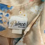 Vintage 70s floral polyester disco shirt Tan Size M Photo 1