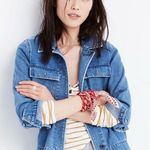 Madewell  Northward Cropped Military Army Denim Jacket in Light Blue Wash Small Photo 0