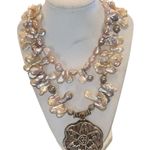 Keshi pearl & sacred OM mandala w/ unique charms along the string of pearls Photo 7