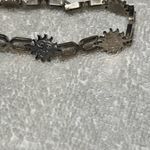 Vintage Mexican Silver Sun Face Link Bracelet Photo 2