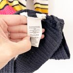 Free People  Gidget Knit Striped V-Neck Sweater Dress in Black Multi Photo 6