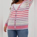 Torrid  Acrylic V Neck Button Front Cardigan Multi Stripe Size 1 EUC Photo 1