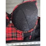 Torrid  Corset Bra 46B Black Red Plaid Lace Underwire Push Up Holiday Festive Photo 2