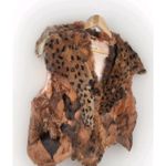 Vintage Women's Large Genuine Rabbit Fur Patchwork Boho Hippie Rustic Vest Brown Photo 3