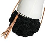 Mar Y Sol Raffia Shoulder Bag Black Woven Straw Purse Leather Tassel Madagascar Photo 5
