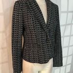 Ann Taylor Black White One Button Shawl Lapel Lined Tweed Blazer Size 6 Photo 1