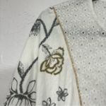 Desigual  White Eyelet Short Sleeve Blouse Womens M Casual Beachy Summer Top Photo 1