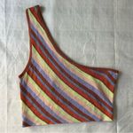 27 Miles One Shoulder Striped Asymmetrical Women Top Brown Photo 2