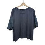 Free People We The  Blossom Tee Sz M Gray Oversized Puff Sleeve Boho Top Grunge Photo 3