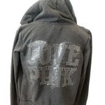 PINK - Victoria's Secret Victoria's Secret Love Pink 86 hoodie gray zippered bling rhinestone size small Photo 0