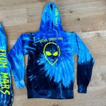 Extra Terrestrial From Mars Alien Hoodie and Joggers in Blue Tie Dye Photo 1