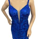 Boutique EAST COAST BELLA Royal Blue Sequin Cocktail Dress Corset Back Mini Women’s Sz 2 Photo 3