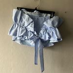 DO+BE  Sky Blue Strapless Ruffle Top Size Large Photo 2
