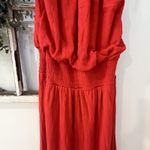 Maurice's NWT Smocked Waist Shark Bite Halter Neck Midi Dress Red Sundress XS Photo 5