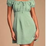 Lulus  Womens Mint Green Milkmaid Dress Size M Mini Cottagecore Fitted Dainty Photo 2