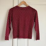 J.Crew Carolyn Cardigan in Polka Dot Merino Wool in Burgundy Dots, Size Small Photo 7