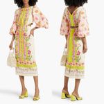 Saloni Aphrodite Borders Neelam Linen Maxi Dress Size 6 Yellow Photo 14