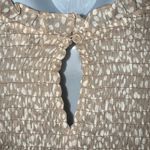 EXPRESS ‎ Latte & White Speckled Smoked Long Sleeve Ruffle Neck Blouse NWT $64 M Photo 7