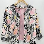 Silk Land Collection Woman Mulitcolor Floral Open Front Blazer Cardigan Size 2X Photo 0