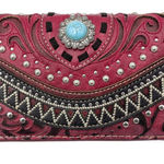 Bella Pu Leather Fringe Western Crossbody Wallet Red Photo 0