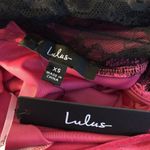 Lulus All The Luxe Hot Pink Velvet Lace One-Shoulder Mini Dress Tulip Skirt XS Photo 6