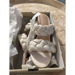 NEW Braided Heeled Sandals Open Toe Backless Chunky Heels Shoes 7 White Photo 5