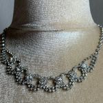 Bridal prom statement faceted rhinestones silver tone Necklace Photo 6