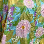 Size S//Vintage 60s Neiman Marcus Nylon Floral Housedress Robe Green Photo 2
