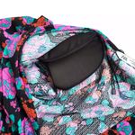 ZARA Mini Dress Womens XS V-Neck Floral Draped Long Sleeve Padded Shoulders 80s Photo 12