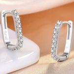 Zales 925 Sterling Silver Crystal Zirconia Edged Hoop Earrings for Daily Wear Photo 1