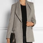 Halston Heritage  Gray Drape Collar Classic Wool Pea Coat M Single Button Photo 0