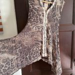 Alberto Makali Women Leopard Print Open Knit Nubby Tunic Top Handkerchief Medium Photo 5