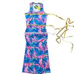 Maxi Dress Large Tropical UPF 50 Resortwear Dress Preppy Boho Vacation Cruise Pink Photo 7