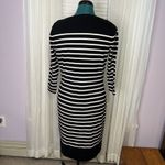 Ralph Lauren Dress Knit Sweater Women Medium Stripe Black/White 3/4 Sleeves Photo 5