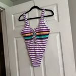 The Bikini Lab  Stripeout High Leg Cheeky One Piece Swimsuit Women's size L Photo 2