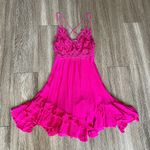 Free People  One Adella Lace Slip Mini Dress Rose Hypnotic Hot Pink Fuchsia XS Photo 10
