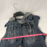 LA Hearts Women's Sleeveless Vest Blue Denim Button Up Hooded Size Large Photo 8