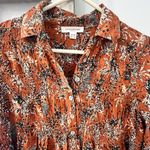 Beach Lunch Lounge Long Sleeve Orange Floral Blouse Shirt Size Small Photo 1